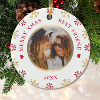 Best Friend Foto Snowflakes - Schneeflocken Berrie Keramik Ornament