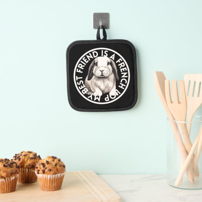 Best Friend French Love Rabbit Topflappen (Insitu (Hängend))