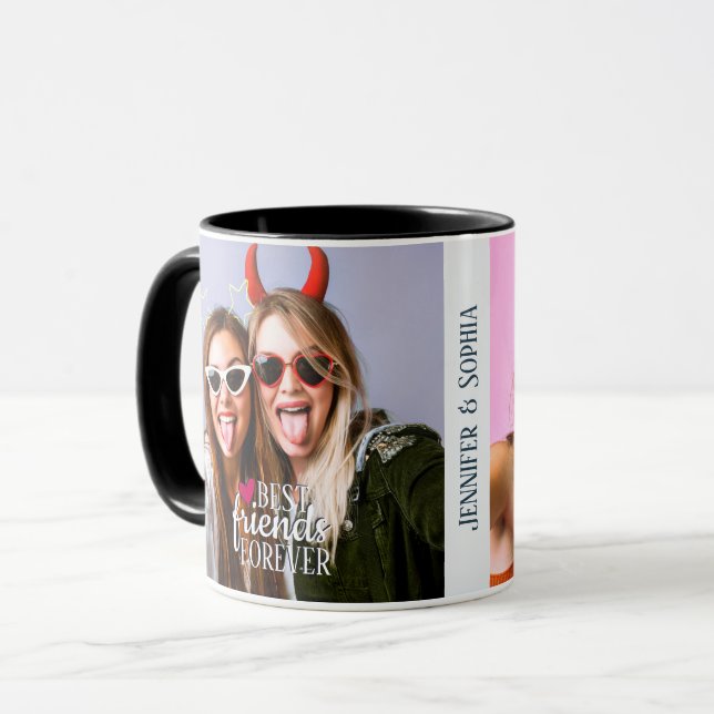Best Friend für immer zwei Bilder Vorlage trendy Tasse (Vorderseite Links)