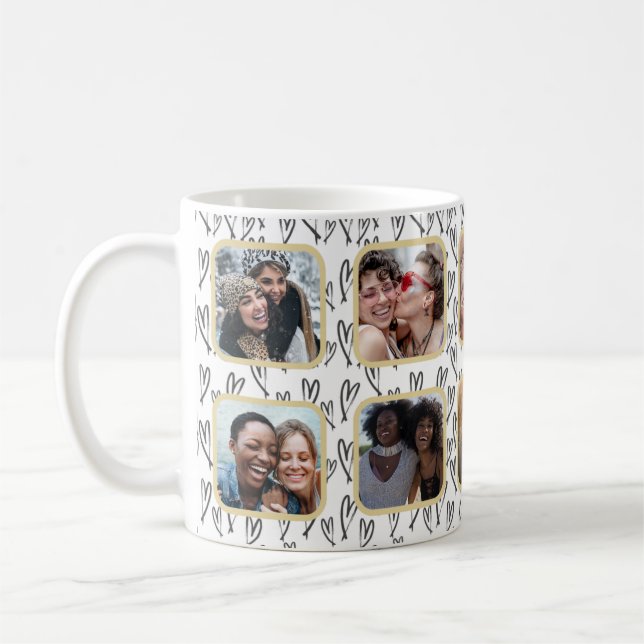 Best Friend Geschenk Multi-Foto Herzdesign Muster Kaffeetasse (Links)