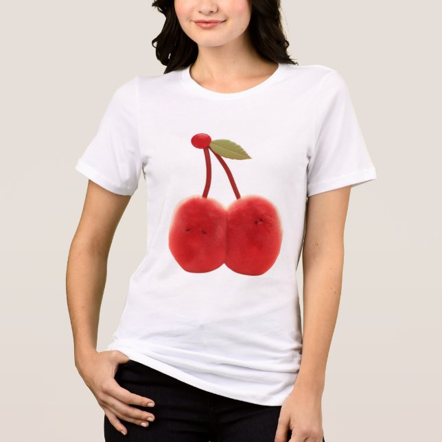 Best Friend Gift – Cute Cherry Duo with Happy Face Tri-Blend Shirt (Vorderseite)