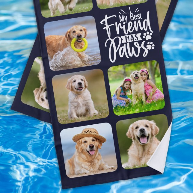Best Friend hat Paws Custom Pet Hunde Foto Collage Strandtuch (Von Creator hochgeladen)