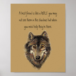 Best Friend Inspiration Zitat Wolf, Wölfe Poster