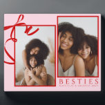 Best Friend Pink Foto Plaque Fotoplatte<br><div class="desc">Best Friend Girly Pink Foto Plaque mit roter Bogen-Abbildung</div>