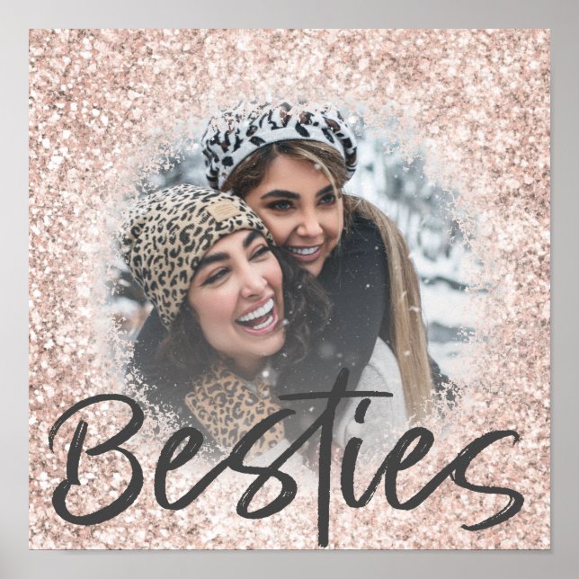 Best Friend Rose Gold Glitzer Foto Poster (Vorne)