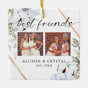 Best Friends 2 Foto Collage Boho Weihnachten Keramikornament