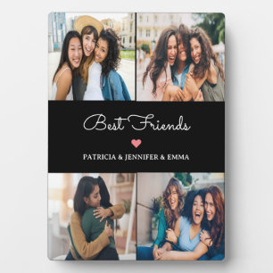 Best Friends 4 Collage Foto & Custom Script Black Fotoplatte