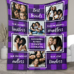 Best Friends 6 Foto Collage Einzigartig Lila Karie Fleecedecke<br><div class="desc">Feiern Sie Ihre besten Freunde mit einer individuellen Collage Decke aus Foto in einem lila Büffel karierten Design. Dieser einzigartige beste Freund Deckenkeepake ist das perfekte Geschenk, ob Geburtstag oder Weihnachten. Wir hoffen, dass Ihre Lieblingsdecke zu einem wertvollen Sake für die nächsten Jahre wird. . Zitat " Die besten Freunde...</div>