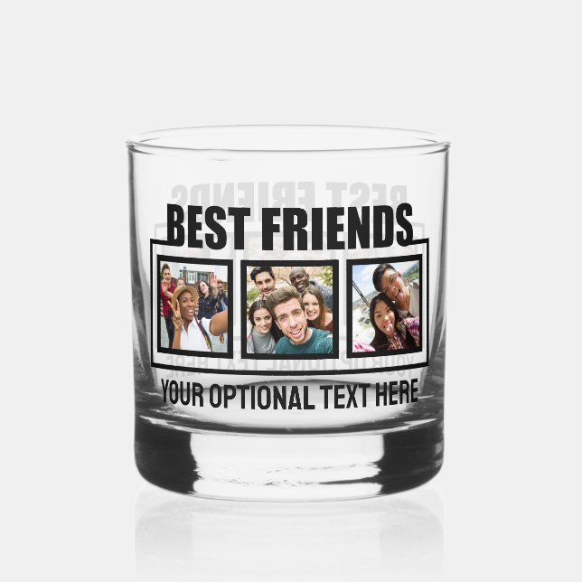 Best Friends benutzerdefinierte Fotos & Texte Whiskyglas (Rückseite)