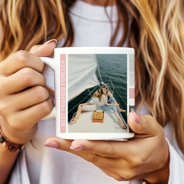 Best Friends Besties 6 Foto Collage Kaffeetasse (Create your own Best Friends Photo Collage Mug by MINTIC DESIGN STUDIO)