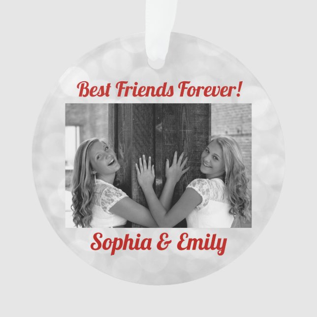 Best Friends Besties BESTE FREUNDIN Fotobezeichnun Ornament (Vorderseite)