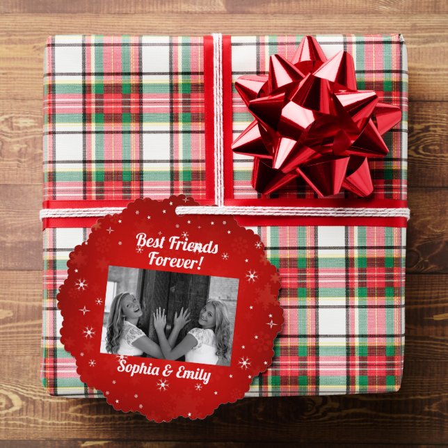 Best Friends Besties BFF Add Photo Names Cute Ornament Karte (Insitu (Geschenk))