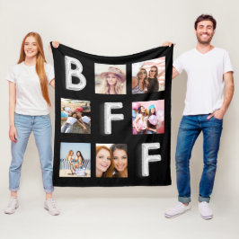 Best Friends Black Silver Foto Collage Fleecedecke