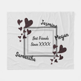 Best Friends Bright Red Heart Long Friendship Fleecedecke