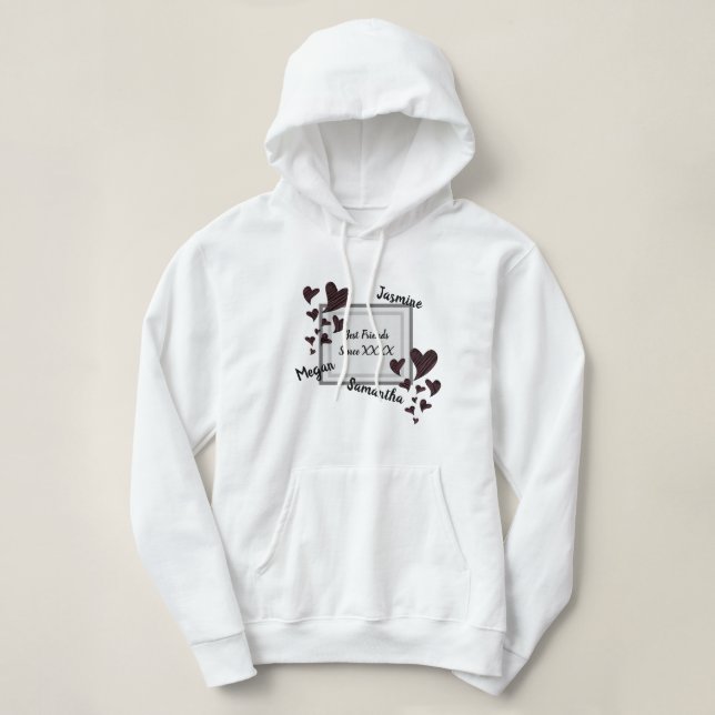 Best Friends Bright Red Heart Long Friendship Hoodie (Design vorne)