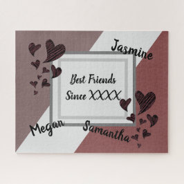 Best Friends Bright Red Heart Long Friendship Puzzle