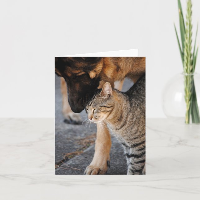 Best Friends - Cat & German Shepherd Card Karte (Vorderseite)
