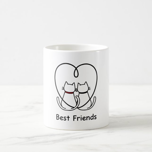 Best Friends Cats Heart Tail Kaffeetasse (Mittel)