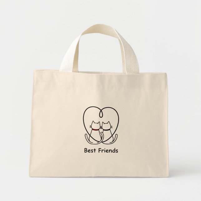 Best Friends Cats Heart Tail Mini Stoffbeutel (Vorne)