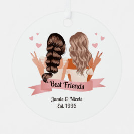 Best Friends Christmas Metal Circle Ornament