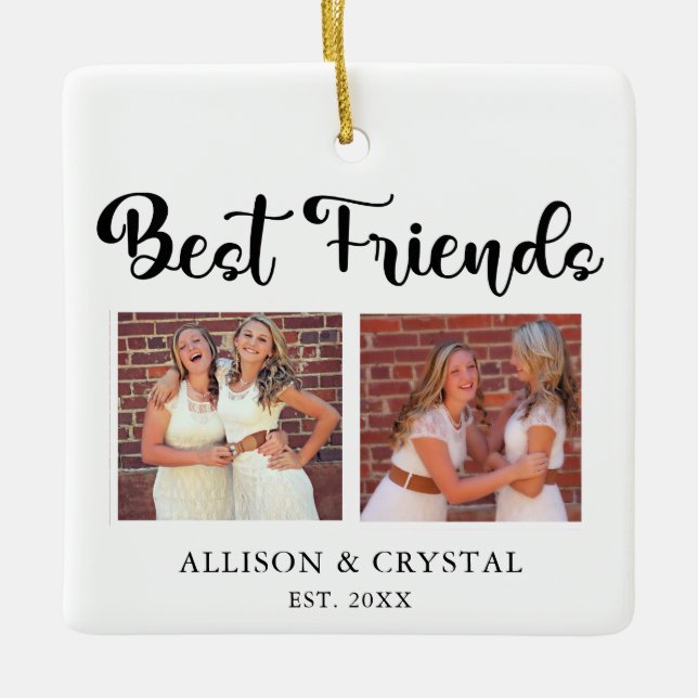 Best Friends Collage 2 Square Fotos BESTE FREUNDIN Keramikornament (Vorderseite)