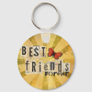Best Friends Collage Word Cutout Vintag Butterfly Schlüsselanhänger