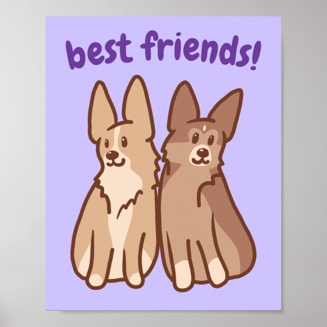 "Best Friends" Corgi Friendship Poster (Vorne)