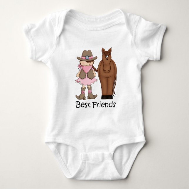 Best Friends - Cowgirl und Horse Säugling Shirt (Vorderseite)