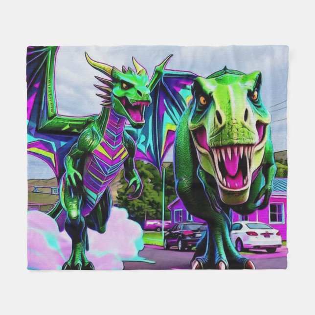 Best Friends - Dragon and Dinosaur Walking Fleecedecke (Vorderseite (Horizontal))