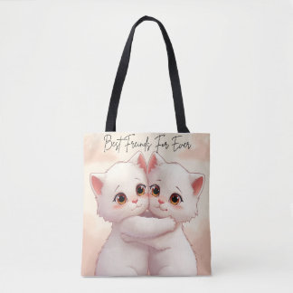Best Friends For Ever Tote Bag - Cute Hugging Kawa