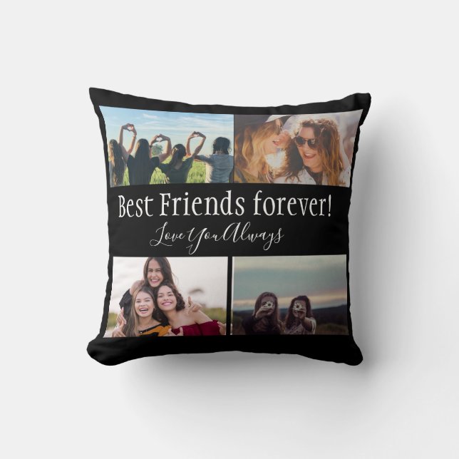 Best Friends Forever, BFF, Foto von Colema Black Kissen (Vorderseite)