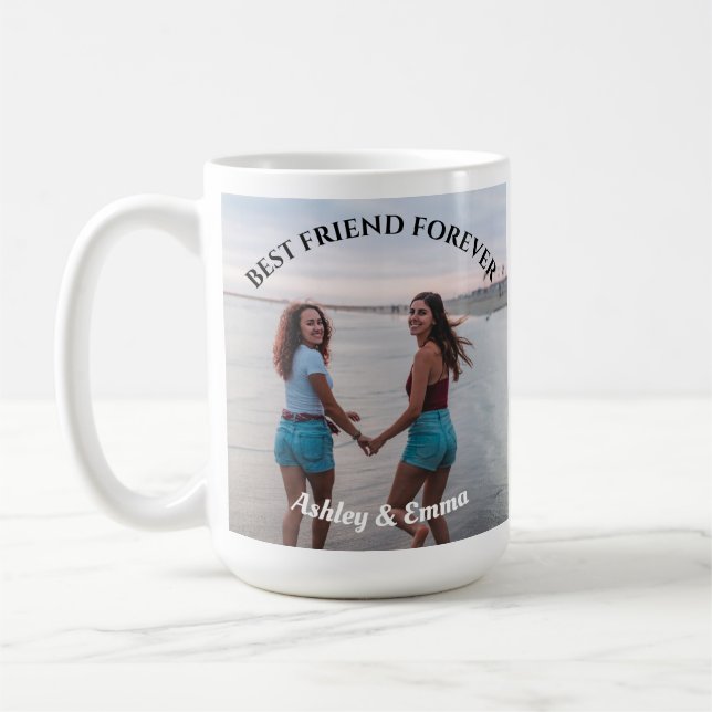 Best Friends Forever Custom Foto und Name Kaffeetasse (Links)