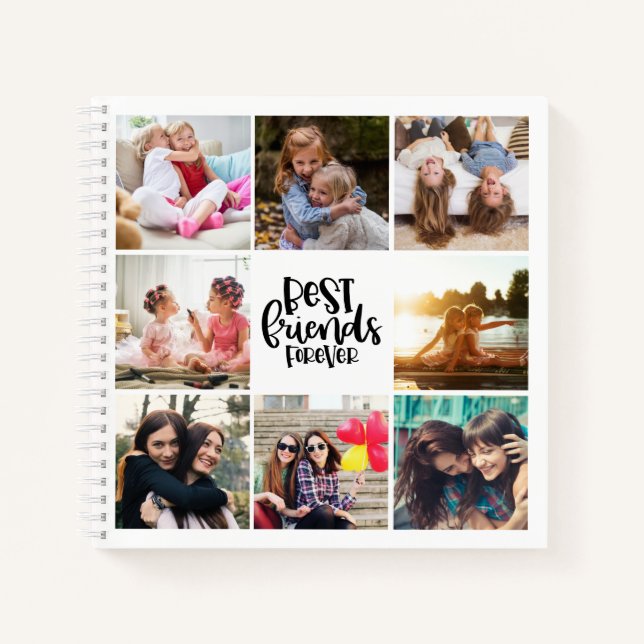 Best Friends Forever Foto Collage Typographie Notizbuch (Vorderseite)