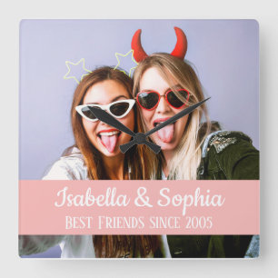 Best friends forever modern BFF photo Quadratische Wanduhr