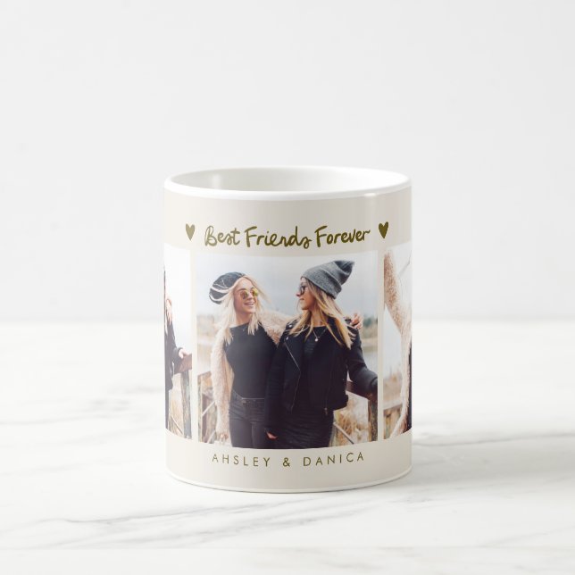 Best Friends Forever Photo Multi Photo Cream Kaffeetasse (Mittel)