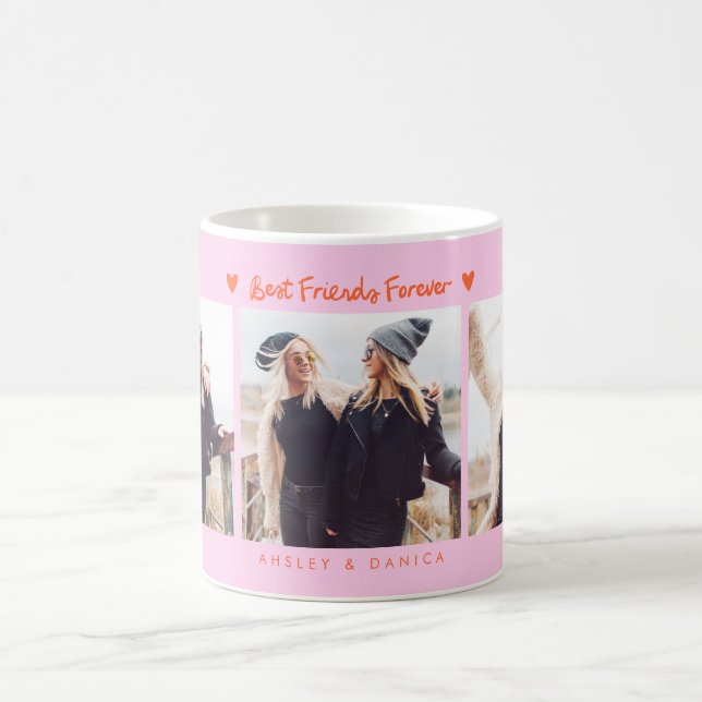 Best Friends Forever Photo Multi Photo Orange Pink Kaffeetasse (Mittel)