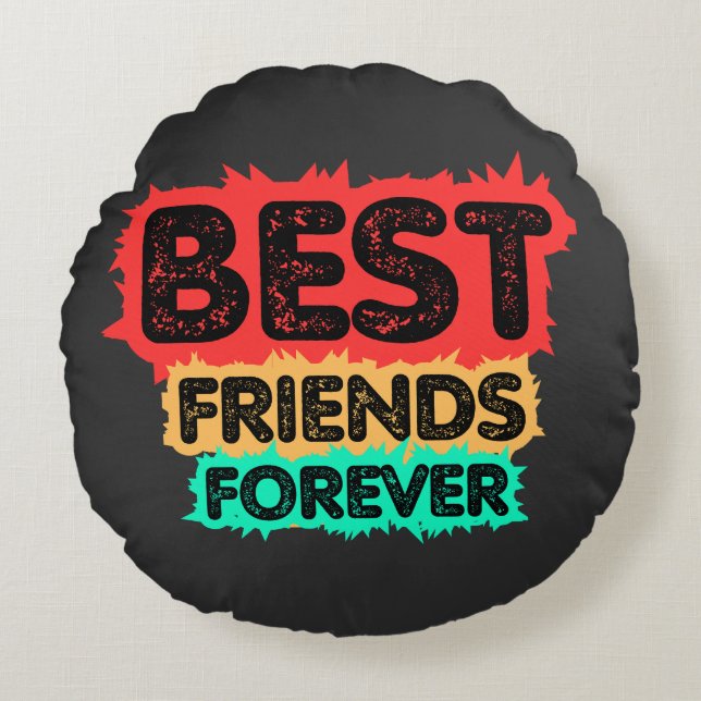 BEST FRIENDS FOREVER RETRO FRIENDS, FRIENDSHIP RUNDES KISSEN (Vorderseite)