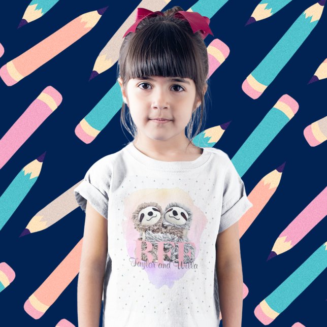 Best Friends Forever Sloth Hugs Monogram Names  T-Shirt (Von Creator hochgeladen)