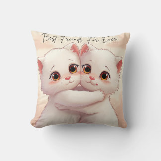 Best Friends Forever Throw Pillow - Two Cute Huggi Kissen