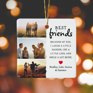 Best Friends Foto Collage & Zitat Weihnachten Keramikornament