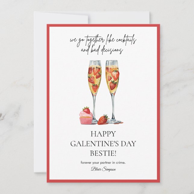 Best friends Galentine's Day Cocktail Holiday Card Einladung (Vorderseite)