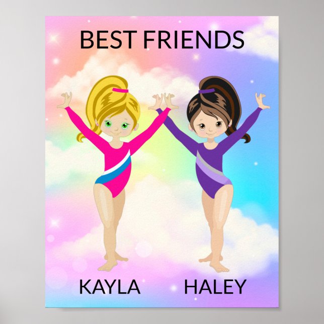 "BEST FRIENDS" GYMNASTICS PERSONALISIERT POSTER (Vorne)