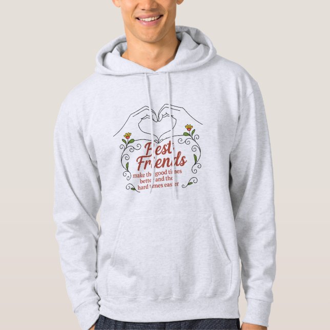 Best Friends Heart Hands Floral  Pullover Hoodie (Vorderseite)