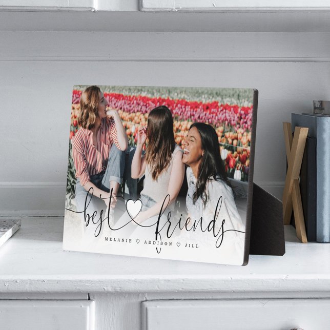 Best Friends Heart Script Geschenk für Fotos Fotoplatte (Von Creator hochgeladen)