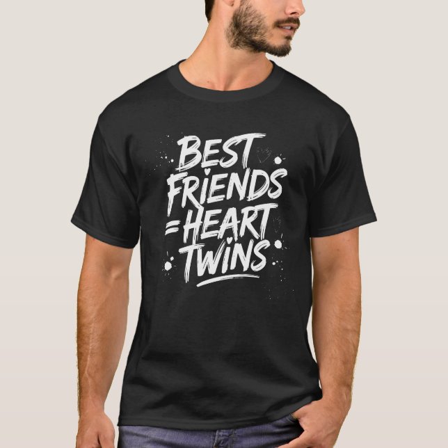 Best Friends = Heart Twins - Niedliche Matching-BE T-Shirt (Vorderseite)
