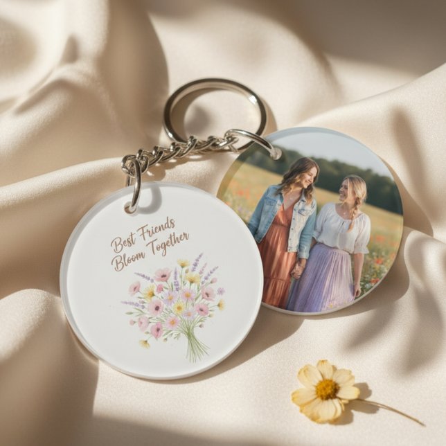 Best Friends Keychain - Floral Bouquet Schlüsselanhänger (Best friends photo keychain)