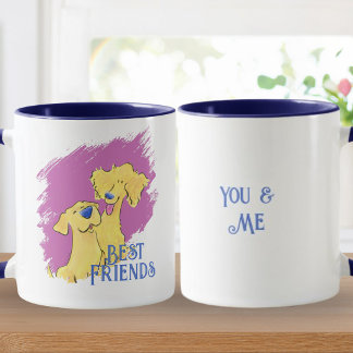 Best Friends Personalized Cute Dog Art Custom Mug Tasse