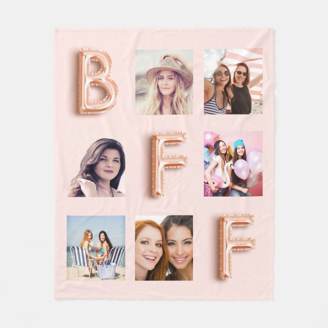 Best Friends Rose Gold Schwarze Foto Collage Fleecedecke (Vorderseite)