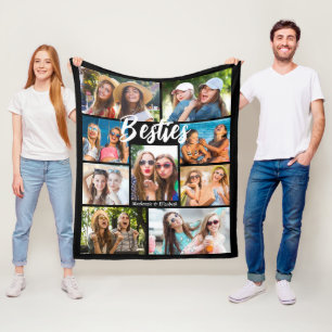Best Friends Script BESTIES 9 Foto Collage Namen Fleecedecke