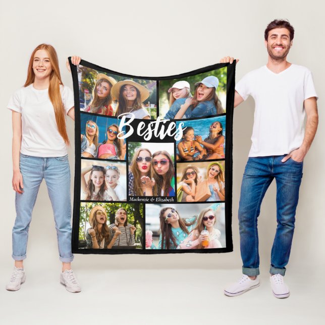 Best Friends Script BESTIES 9 Foto Collage Namen Fleecedecke (Beispiel)